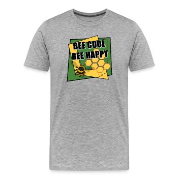 Abeille Cool Abeille Heureuse - T-shirt bio Premium Homme - gris chiné - Devant - Damien (186cm)