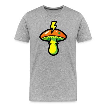Avertissement Streetwear forestier graphique champignon - T-shirt bio Premium Homme - gris chiné - Devant - Damien (186cm)