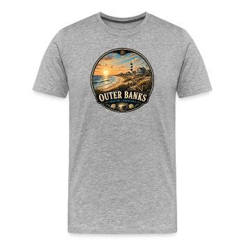 Coucher de soleil pour vacances à la plage à Outer Banks, Caroline du Nord - T-shirt bio Premium Homme - gris chiné - Devant - Damien (186cm)