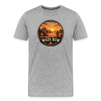 Wadi Rum Jordan Coucher de chameau dans le désert - T-shirt bio Premium Homme - gris chiné - Devant - Damien (186cm)