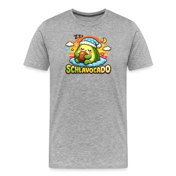  SCHLAFAVOCADO Müde Avocado Im Schlafanzug Mit - Männer Premium Bio T-Shirt - Grau meliert - Vorne - Damien (186cm)