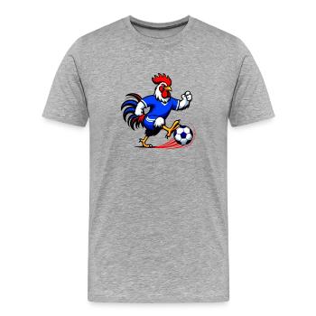 Coq Foot Bleu Dynamique - sport - T-shirt bio Premium Homme - gris chiné - Devant - Damien (186cm)