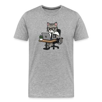 Concentre-plan-miaou - T-shirt bio Premium Homme - gris chiné - Devant - Damien (186cm)