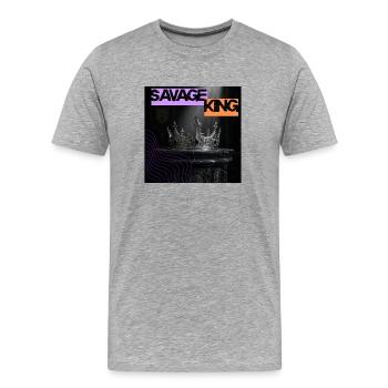 Roi sauvage : Couronne - T-shirt bio Premium Homme - gris chiné - Devant - Damien (186cm)