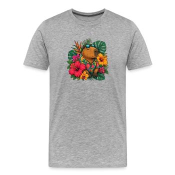 Ours hawaïen avec hibiscus - T-shirt bio Premium Homme - gris chiné - Devant - Damien (186cm)