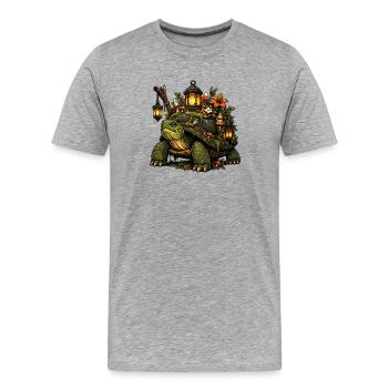 Tortue lanterne dans le jardin forestier - T-shirt bio Premium Homme - gris chiné - Devant - Damien (186cm)