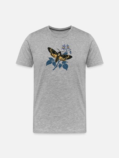 Sphinx Nighttime Botanical Skull - Men's Premium Organic T-Shirt - heather grey