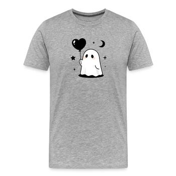Cœur sombre d’horreur adorable Kawaii - T-shirt bio Premium Homme - gris chiné - Devant - Damien (186cm)
