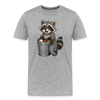 Raccoon with fruit in garbage can - Men's Premium Organic T-Shirt - heather grey - Front - Damien (186cm)