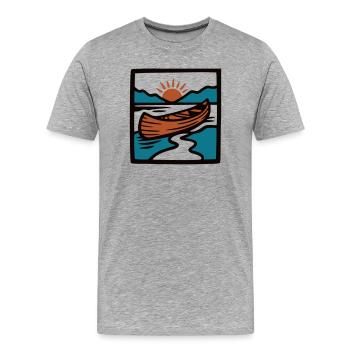 Logo du coucher de soleil de la pirogue - T-shirt bio Premium Homme - gris chiné - Devant - Damien (186cm)