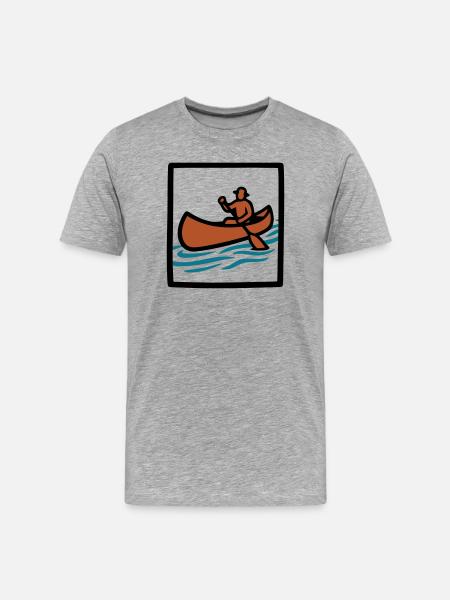 Canoe Paddler Badge Icon - Men's Premium Organic T-Shirt - heather grey