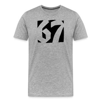67 Minimal Streetwear Design de tendance - T-shirt bio Premium Homme - gris chiné - Devant - Damien (186cm)