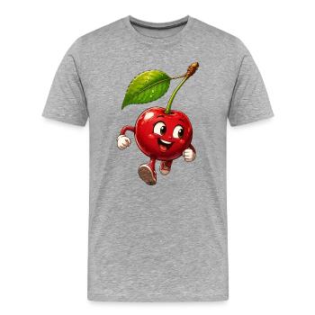 Funny Cherry - Men's Premium Organic T-Shirt - heather grey - Front - Damien (186cm)