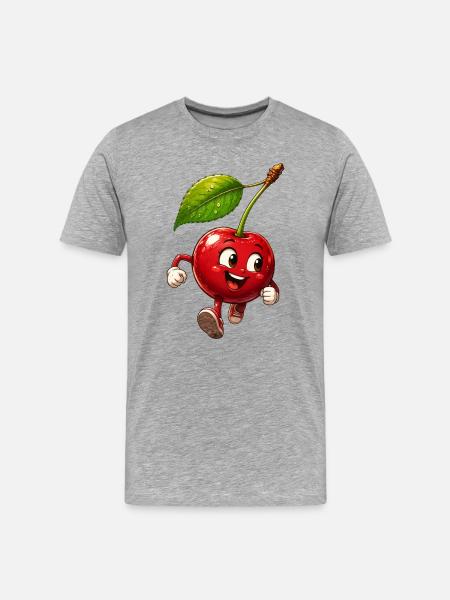 Cerise drôle - T-shirt bio Premium Homme - gris chiné