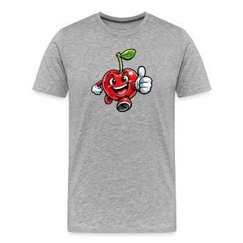 Cherry thumbs up - Men's Premium Organic T-Shirt - heather grey - Front - Damien (186cm)