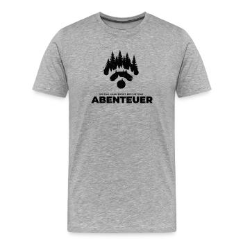 Abenteuer beginnt ohne WLAN – Outdoor Natur Wald - Männer Premium Bio T-Shirt - Grau meliert - Vorne - Damien (186cm)
