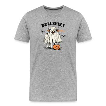Costume d’Halloween de vache Ferme à jeux de mots drôles - T-shirt bio Premium Homme - gris chiné - Devant - Damien (186cm)