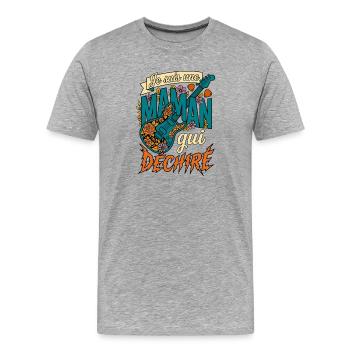 Je Suis Une Maman Qui Déchire Guitare Rock - T-shirt bio Premium Homme - gris chiné - Devant - Damien (186cm)