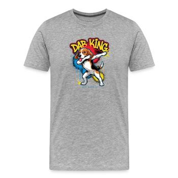 Dab King Beagle Dessin animé Dab Dancer drôle - T-shirt bio Premium Homme - gris chiné - Devant - Damien (186cm)