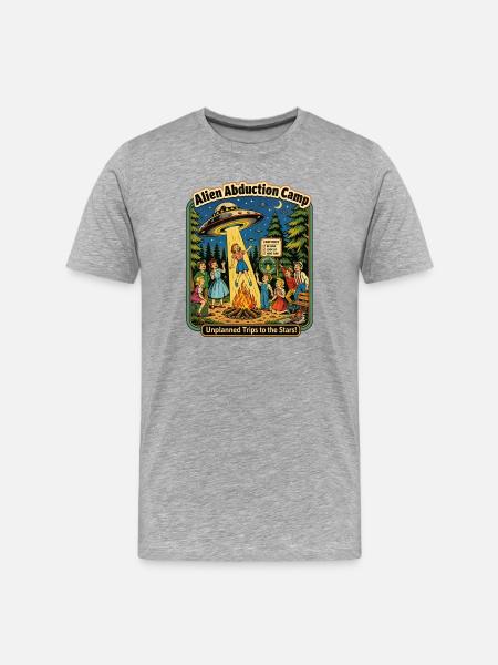 Alien Abduction Camp: Unplanned Trips - Men's Premium Organic T-Shirt - heather grey