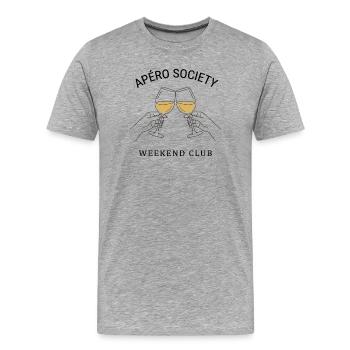 T-shirt Vin | Idée de cadeau de la Société Apéro - T-shirt bio Premium Homme - gris chiné - Devant - Damien (186cm)