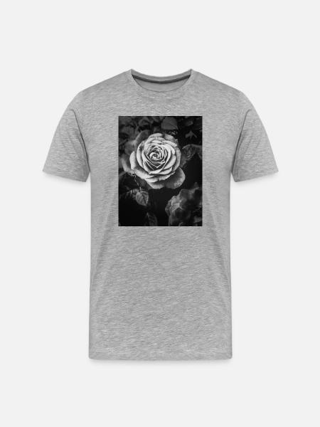 Black and white rose close-up - Men's Premium Organic T-Shirt - heather grey