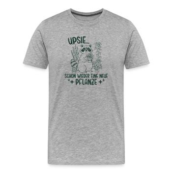 Schon wieder eine neue Pflanze Waschbär - Männer Premium Bio T-Shirt - Grau meliert - Vorne - Damien (186cm)