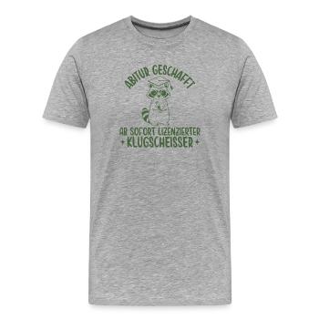 Abitur geschafft Lizenzierter Klugscheißer - Männer Premium Bio T-Shirt - Grau meliert - Vorne - Damien (186cm)