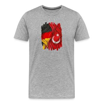 Drapeaux fiers de l’Allemagne et de la Turquie - T-shirt bio Premium Homme - gris chiné - Devant - Damien (186cm)
