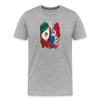 Fiers des drapeaux du Mexique et du Panama - T-shirt bio Premium Homme - gris chiné - Devant - Damien (186cm)