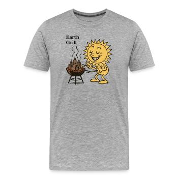 Soleil Barbecue Urbain - T-shirt bio Premium Homme - gris chiné - Devant - Damien (186cm)