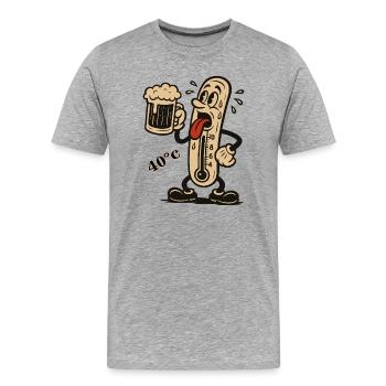 Thermomètre en ébullition et bière - T-shirt bio Premium Homme - gris chiné - Devant - Damien (186cm)