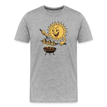 Soleil Grilleur Citadin canicule  - T-shirt bio Premium Homme - gris chiné - Devant - Damien (186cm)