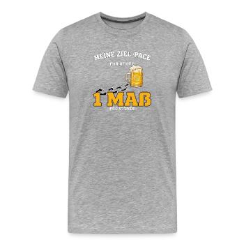 Ziel Pace: Eine Maß pro Stunde - Männer Premium Bio T-Shirt - Grau meliert - Vorne - Damien (186cm)