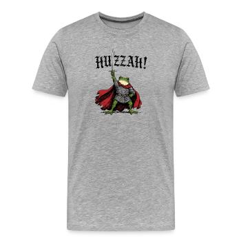 Hourra Chevalier Grenouille médiévale - T-shirt bio Premium Homme - gris chiné - Devant - Damien (186cm)