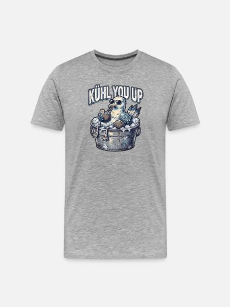 Möwe Bleibt Cool - Männer Premium Bio T-Shirt - Grau meliert