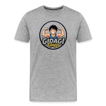 Imprimés du logo GIDAGI Fitness - T-shirt bio Premium Homme - gris chiné - Devant - Damien (186cm)