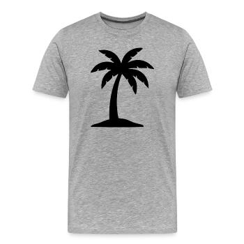 Cadeau de voyage en mer pour vacances d’été à la plage à Palm Tree - T-shirt bio Premium Homme - gris chiné - Devant - Damien (186cm)