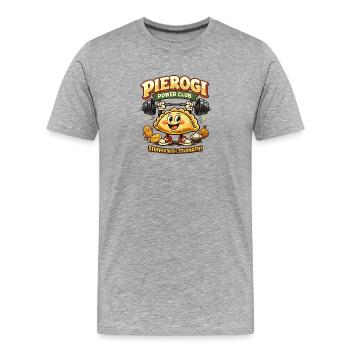 Raviolis du Power Club - T-shirt bio Premium Homme - gris chiné - Devant - Damien (186cm)