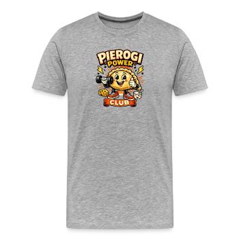Power Club Dumplings - Funny Polish Food Gym Shirt - Men's Premium Organic T-Shirt - heather grey - Front - Damien (186cm)