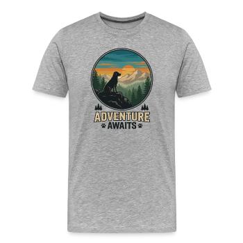 Wandern – Outdoor-Abenteuer – Abenteuer erwartet dich - Männer Premium Bio T-Shirt - Grau meliert - Vorne - Damien (186cm)