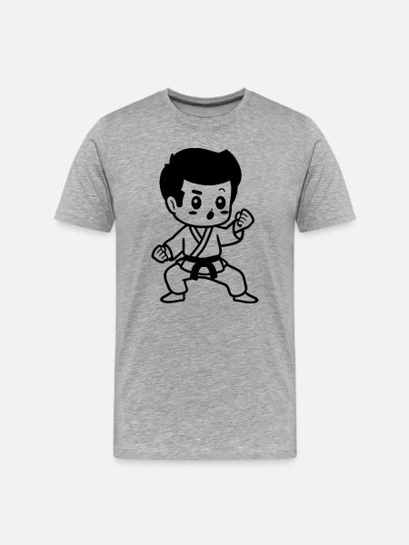 Kinder Karate - Männer Premium Bio T-Shirt - Grau meliert