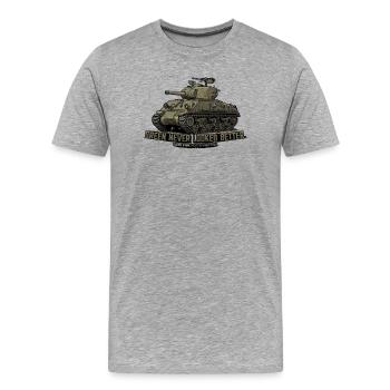 Sherman Tank – Le vert n’a jamais été aussi beau | RCCX - T-shirt bio Premium Homme - gris chiné - Devant - Damien (186cm)
