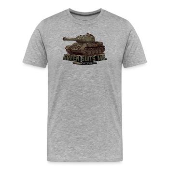Char T-34 – Me convient vert - T-shirt bio Premium Homme - gris chiné - Devant - Damien (186cm)