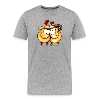 Lotte et Kalle amoureuses - T-shirt bio Premium Homme - gris chiné - Devant - Damien (186cm)