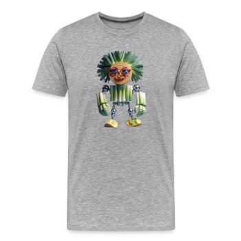 Robot légume feuillu avec visage de baies - T-shirt bio Premium Homme - gris chiné - Devant - Damien (186cm)