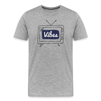 Lettrage à la main Vibes Navy Patch - T-shirt bio Premium Homme - gris chiné - Devant - Damien (186cm)