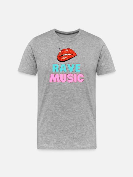 Rave Music Leopard Lips Neon Text - Men's Premium Organic T-Shirt - heather grey