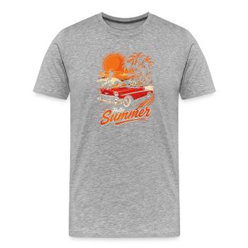 Été Vintage Cabriolet et Surf - T-shirt bio Premium Homme - gris chiné - Devant - Damien (186cm)