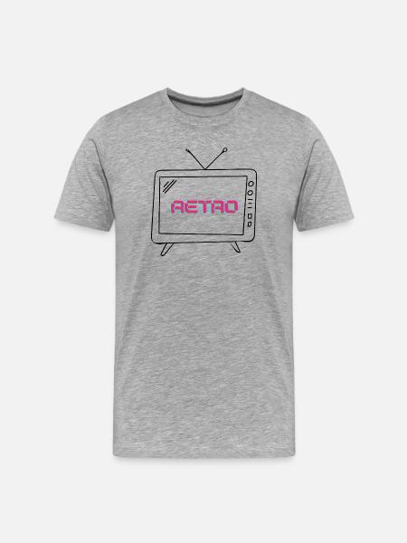 Retro-Neon-Glitch - Männer Premium Bio T-Shirt - Grau meliert
